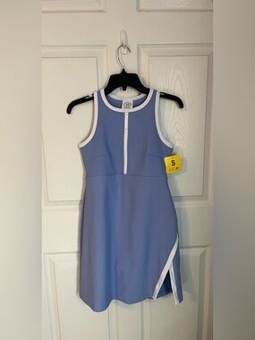 Blue Athletic Dress with White Trim